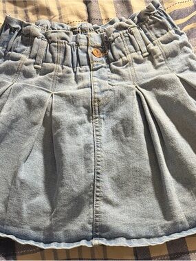 Light Blue Denim Pleated Kids Skirt - Unbranded